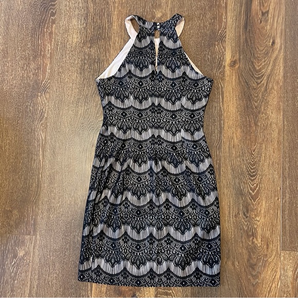 Guess Black Lace over Blush Halter Dress 6 - Picture 3 of 6